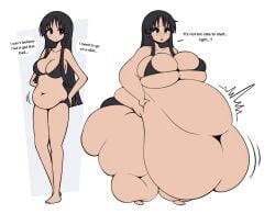 1girls ayumu_belly before_and_after belly_grab blush blush_lines chubby chubby_belly chubby_female fat_fetish female huge_belly morbidly_obese_female obese_female size_difference tagme weight_conscious weight_gain weight_gain_female