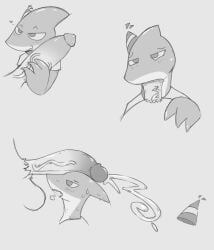 anthro big_penis bodily_fluids cetacean clothing cum dani_(julionoob100) dolphin genital_fluids genitals hat headgear headwear hi_res julionoob100 male male/male mammal marine oceanic_dolphin orca party_hat penis penis_in_face penis_in_mouth toothed_whale