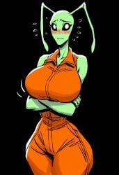 1girls ai_generated alien alien_girl alien_humanoid bald belly belly_button big_breasts blush blushing_at_viewer breasts classic_alien cleavage embarrassed eyelashes facing_viewer female female_only front_view green_body green_skin hips huge_breasts humanoid large_breasts looking_at_viewer simple_background solo solo_female stable_diffusion sweat sweating thick thick_thighs thighs top_heavy wide_hips
