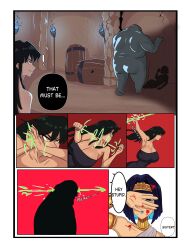 2d black_hair brown_skin brown_skinned_female busty comic egyptian egyptian_female english_text female female_focus gurinsfw hourglass_figure legend_of_queen_opala osira queen_opala sisterhood_(comic) sisters speech_bubble tagme text wide_hips