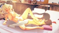 3girls amber_(genshin_impact) animated barbara_(genshin_impact) bedroom genshin_impact hikar61 kissing koikatsu lingerie mona_(genshin_impact) scissoring stockings tagme threesome video yuri