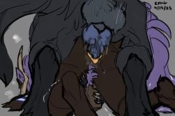anthro black_body black_fur blue_knot blue_penis bodily_fluids brown_body brown_fur dragon duo endermoonfur ennis_(ennismore) erection female feral fur furred_dragon furred_scalie genitals knot male male/female mane mythological_creature mythological_scalie mythology penetration penis purple_body purple_fur purple_mane pussy scalie vaginal_penetration vaginal_penetration yellow_pussy