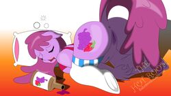 alcohol anthro anus ass ass_up berry_punch_(mlp) beverage big_breasts breasts dekomaru drunk earth_pony equine female food friendship_is_magic horse mammal my_little_pony pony pussy sleeping smooth_skin solo