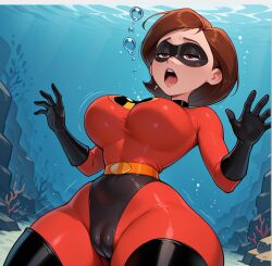 1girls ai_generated disney elastigirl female helen_parr pixar sexfightfun solo the_incredibles underwater