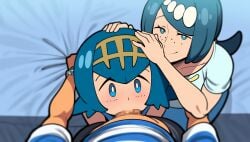 1boy 1boy2girls ai_generated all_the_way_to_the_base assisted_fellatio bedroom blowjob coaching deepthroat fellatio female lana's_mother_(pokemon) lana_(pokemon) male mature_female milf mother_and_daughter mullon novelai oral penis pokemon pokemon_sm pov satoshi_(pokemon) straight