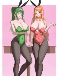 bunny_costume bunny_ears bunny_girl bunnysuit cleavage crusch_karsten pantyhose priscilla_barielle