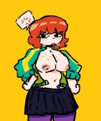 angry_face big_breasts breasts female freckles kim_pine partially_clothed scott_pilgrim self_upload tired u