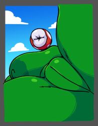 big_breasts big_lips breasts facesitting_pov female female_only giant_breasts green_areolae green_skin lips mario_(series) nsfwoaf piranha_plant point_of_view pov puckered_lips pussy pussy_focus solo