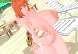 1girls areolae beach big_breasts big_thighs bikini breasts busty curvy fate/grand_order fate_(series) female female_only fujimaru_ritsuka_(female) giant_breasts gigantic_breasts huge_breasts huge_thighs koikatsu large_breasts large_thighs massive_areolae massive_breasts navel nipples swimsuit thick_thighs thighs tongue voluptuous wink zangoro