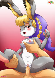 1boy 1girls anthro bbmbbf blush breast_grab cum cum_inside female fur34 furry human human_on_anthro lagomorph male male_human/female_anthro male_on_anthro odin_sphere palcomix partial_male pooka red_eyes sex straight tagme video_games