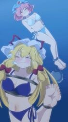 2girls animated asphyxiation barefoot drowning feet female ike_zabeth tagme touhou underwater underwater_peril underwater_peril_aladdin video yukari_yakumo yuyuko_saigyouji