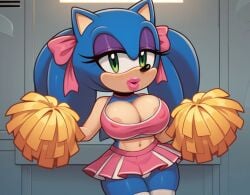 ai_assisted ai_generated busty cheerleader locker_room mtf_transformation nipple_tweak pom_poms rule_63 sonic_(series) sonic_the_hedgehog sonic_the_hedgehog_(series) sonique_the_hedgehog twintails