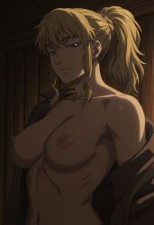 ai_generated areola areolae armpits big_breasts blonde_female blonde_hair blonde_hair_female blue_eyes breasts breasts_out candlelight dimly_lit dramatic_lighting female female_focus female_only half-dressed half_naked indoors large_breasts light-skinned_female looking_at_viewer messy_hair nipples nordic nordinex5 norse_woman pale-skinned_female perfect_body ponytail seductive seductive_eyes seductive_gaze seductive_look solo solo_female solo_focus stable_diffusion stripping taking_clothes_off tits_out undressing viking_female vinland_saga ylva_(vinland_saga)