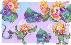 2015 blush bulbasaur cum dialogue duo english_text female feral flora_fauna flower heart nintendo nude open_mouth oral plant pmdeos pokémon_(species) pokemon pokemon_gsc pokemon_mystery_dungeon pokemon_rgby pussy red_eyes sex shy simple_background sketch_page smile sunflora sweat text tongue verdilacs video_games vine_whip yuri