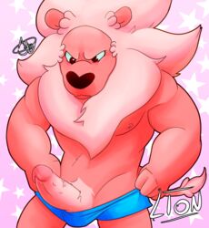 1boy angry blue_underwear briefs cartoon_network clothing erection feline furiousjay lion lion_(steven_universe) male male_only mammal muscular solo steven_universe underwear