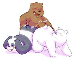 bear blush brown_fur cartoon_network cum fur glitter_trap_boy grizzly_(character) grizzly_bear group group_sex ice_bear male mammal panda panda_(character) penis polar_bear sex teeth threesome two_subs_one_dom we_bare_bears yaoi