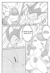 ambiguous_gender censored comic eeveelution english_text female fur glaceon kajiura love_blue nintendo pokémon_(species) pokemon pokemon_(species) text vaporeon video_games