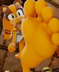 3d 5_toes anthro clothed clothing digital_media_(artwork) feet female foot_fetish foot_focus foot_play hi_res humanoid_feet looking_at_viewer low-angle_view nouvaera plantigrade sega soles solo sonic_(series) sonic_boom sonic_the_hedgehog_(series) sticks_the_jungle_badger toes upskirt