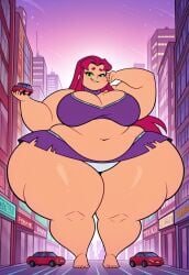 1girls 2d aged_up aged_up_(hopefully) ai_generated bbw big_ass big_breasts big_woman bigger_female breasts car carrying cartoon cartoon_network child_bearing_hips chubby chubby_female chubby_girl chubby_woman city city_background cityscape civitai curvaceous curvy curvy_figure dummy_thicc fat fat_ass feet female female_focus female_only flat_colors front_view giant giant_woman giantess green_eyes gts high_quality high_resolution highres hourglass_figure huge_woman human large_breasts large_woman larger_female lifting lifting_car mature_female mature_woman navel obese obese_female outgrown_clothes overweight panties pawg pawg_build pose sexy single_female solo solo_focus starfire starfire_(teen_titans) teen_titans teen_titans_go thicc thicc_thighs thick thick_arms thick_ass thick_hips thick_legs thick_thighs toes torn_clothes torn_clothing voluptuous voluptuous_female white_panties wide_hips