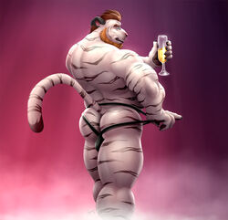 1boy anthro ass braford feline male male_only mammal muscular solo tiger