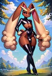 ai_generated ass bulge bulge_through_clothing child_bearing_hips femboy furry high_heel_boots high_heels lopunny male nipples pokemon pokemonsaigo5941968