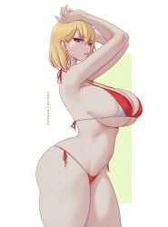 1girls 2d 2d_(artwork) arms_above_head arms_up ass big_ass big_breasts big_butt big_thighs bikini bikini_bottom bikini_top breasts breasts_bigger_than_head bubble_ass bubble_butt busty busty_female cha_hae_in curvy curvy_ass curvy_body curvy_female curvy_figure curvy_hips curvy_thighs fat_ass female female_focus female_only hands_up hourglass_figure huge_ass huge_breasts huge_butt large_ass large_breasts large_butt large_thighs light-skinned_female light_skin looking_at_viewer melowh open_mouth pose posing purple_eyes red_bikini short_hair side_view sideboob simple_background solo solo_female solo_focus solo_leveling thick thick_ass thick_butt thick_hips thick_legs thick_thighs thighs voluptuous voluptuous_female