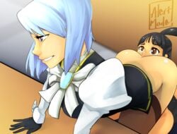 2girls ace_attorney alertmode cunnilingus female female_only franziska_von_karma gyakuten_saiban karuma_mei maya_fey multiple_girls tagme yuri