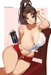 1girls breasts casual female female_focus female_only king_of_fighters large_breasts light-skinned_female light_skin looking_at_viewer mai_shiranui midriff solo thats-lewdacris thick_thighs thighs wide_hips