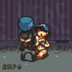 2d 2d_(artwork) 2d_animation 2d_artwork animated background baseball_cap big_breasts big_dick big_penis black_hair black_hair_female blue_baseball_cap blue_bra blue_helmet blue_panties boobjob boobs_out bounce bouncing bouncing_breast bouncing_breasts bouncing_penis breasts breasts_out city city_background clothing cum dead_ahead ejaculation gif grenadier_(dead_ahead) grey_gloves horny horny_female horny_male jiggle jiggling jiggling_breasts large_breasts large_penis licking licking_penis loop looping_animation mechanic military military_uniform no_sound pale-skinned_female pale_skin penis pixel pixel_(artwork) pixel_animation pixel_art pixelated pixelated_penis polina_(dead_ahead) priamryconceptartist public public_nudity public_sex ranger service shaking shaking_breasts shaking_legs shaking_penis standing thighs titfuck titjob tits tits_out tittyfuck uniform white_skinned_female young young_female younger_female