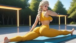 1girls ai_generated ass big_ass big_breasts disney elsa_(frozen) female female_only frozen_(film) solo splits tagme thealphega thick_thighs thunder_thighs tights underboob