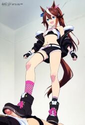 1futanari ai_generated animal_ears blue_eyes brown_hair erect_penis erection feet feet_focus female horse_ears horse_girl horse_tail penis shoes shoes_focus smile socks solo standing stepped_on stepping_on_penis tokai_teio_(umamusume) umamusume umamusume_pretty_derby