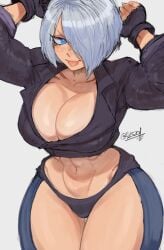 1girls abs absurd_res alesz01 angel_(kof) breasts cleavage female female_focus female_only hi_res king_of_fighters large_breasts light-skinned_female light_skin looking_at_viewer solo thick_thighs thighs wide_hips