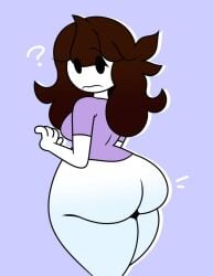 animation_youtuber big_ass bottomless brown_hair curvaceous jaiden_animations long_hair marioishere1 no_pants purple_shirt thicc_thighs vtuber worried youtuber