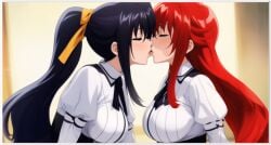 2girls ai_generated akeno_himejima flirting girl_on_girl high_school_dxd kissing lesbian_couple lesbian_kiss lesbian_sex lovers rias_gremory yuri yuri yuri