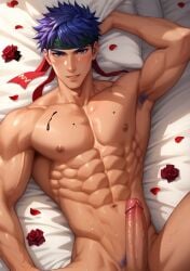 ai_generated bara gay ike_(fire_emblem) male male_only muscular muscular_male penis solo yaoi