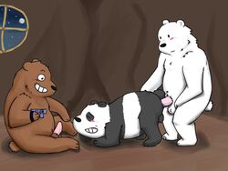 anal bear blush erection graft_(artist) grizzly_(character) ice_bear incest male mammal panda panda_(character) smile we_bare_bears yaoi