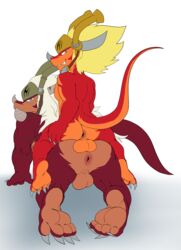 2boys 4_fingers 4_toes anthrofied anus ass balls big_ass big_balls big_butt blonde_hair buddyfight claws dat_ass dilf dragon drum's_father drum_(buddyfight) drum_bunker_dragon father father_and_son furaffinity hair horn horns humanoid_feet humanoid_hands incest jerseydevil long_hair male male_only multicolored_scales nude orange_scales parent penetration presenting presenting_anus presenting_ass presenting_hindquarters red_scales reptile scales scalie smile son tail thick_thighs toe_claws toes two_tone_scales white_hair wide_hips yaoi