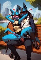 ai_generated anal ass cum cum_while_penetrated femboy furry high_heels lucario lucario_(pokemon) male_only nipples pokemon pokemonsaigo5941968 sex