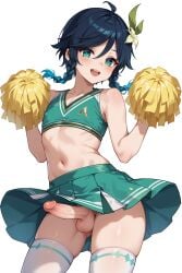 ai_generated cheerleader cheerleader_outfit crossdressing_male femboy gay genshin_impact male male_only medium_penis sissy skirt solo trans venti_(genshin_impact)