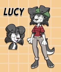 anthro anthro_only black_fur canine canine clothing dog_ears dog_girl fur furry furry_only lucy_(runebellarts) runebellarts tagme tail white_fur