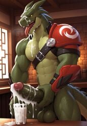 abs ai_generated anthro ass balls bara biceps big_balls big_penis cum cum_in_cup cum_on_body cum_on_face cum_on_penis drooling fortnite fortnite:_battle_royale furry gay hybrid_(fortnite) lizard male male_only masturbation muscular open_mouth pecs penis scalie scalie_humanoid showing_off spreading sweat sweaty tail teasing thighs tongue_out yaoi yoichisai