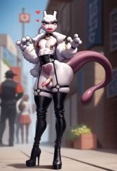 ai_generated ambiguous_gender ass femboy furry high_heel_boots high_heels male mewtwo nipples pokemon pokemonsaigo5941968 thigh_boots