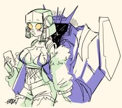 grabbing_breasts on_phone soundblaster soundblaster_(oc) soundwave sparkplug star-the-skeleton transformers transformers_prime wip