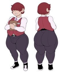 1boy big_ass big_thighs character_sheet chubby chubby_male cj_(detnox) detnox femboy hair_between_eyes huge_ass huge_thighs light-skinned_male original pose posing red_hair smile smiling