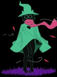 1boy balls bottomless deltarune dress dress_lift femboy kaidzsu male male_only nude penis ralsei ralsei_with_black_fur solo tagme undertale_(series)