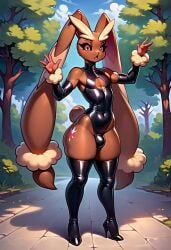 ai_generated ass bulge bulge_through_clothing child_bearing_hips femboy furry high_heel_boots high_heels lopunny male nipples pokemon pokemonsaigo5941968