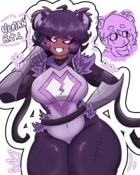 bear_ears big_breasts bottom_heavy dark-skinned_female fortnite fortnite:_battle_royale fur hoodless_raven_team_leader purple purple_eyes purple_hair raven_team_leader ship_master thick thick_thighs tummy