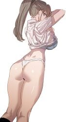 ass back_view bow_(bhp) panties removing_clothing thick_thighs thighs