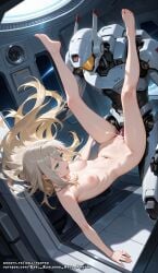 ai_generated an-94_(girls'_frontline) blue_eyes cum cum_inside female hell-pantsu long_hair medium_breasts nipples pussy vagina white_hair