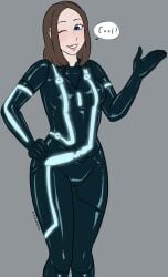 2021 blue_eyes brown_hair cosplay customization female freckles quorra samsung samsung_sam tagme tron xxxx52